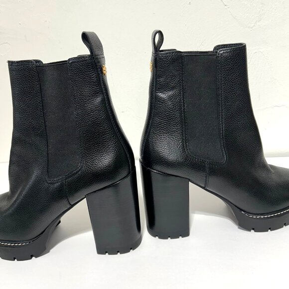 Tory Burch Carson Tumbled Leather Classic Chelsea Lug Sole Ankle Boots - Picture 10 of 13